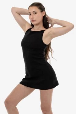 14R315 - 14/1 Rib Spaghetti Boatneck Dress -Builtd Store 14R315 BLACK 1s