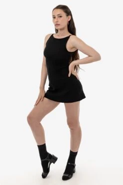 14R315 - 14/1 Rib Spaghetti Boatneck Dress -Builtd Store 14R315 BLACK FB1s