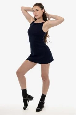 14R315 - 14/1 Rib Spaghetti Boatneck Dress -Builtd Store 14R315 NAVY R2