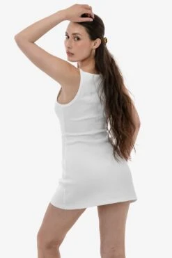 14R315 - 14/1 Rib Spaghetti Boatneck Dress -Builtd Store 14R315 WHITE 3s
