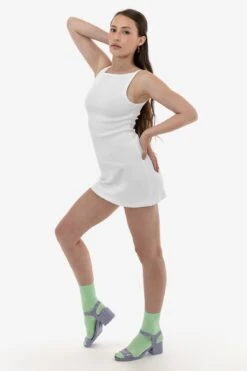 14R315 - 14/1 Rib Spaghetti Boatneck Dress -Builtd Store 14R315 WHITE FB2s