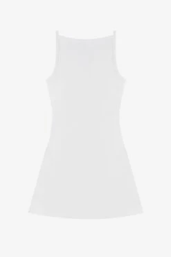 14R315 - 14/1 Rib Spaghetti Boatneck Dress -Builtd Store 14R315 WHITE RVSD