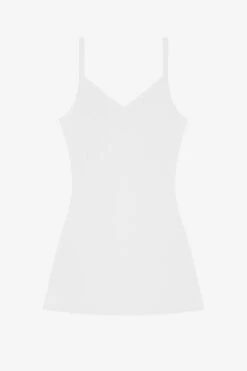 14R317 - 14/1 Rib Spaghetti V-Neck Dress -Builtd Store 14R317 WHITE RVSD