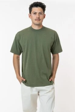 The 1801 - 6.5oz Garment Dye Crew Neck T-Shirt (Colors 1 Of 3) -Builtd Store 1801GD ARMY M 2023ColorGrid