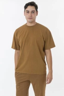 The 1801 - 6.5oz Garment Dye Crew Neck T-Shirt (Colors 1 Of 3) -Builtd Store 1801GD BRASS M 2023ColorGrid