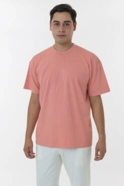 The 1801 - 6.5oz Garment Dye Crew Neck T-Shirt (Colors 1 Of 3) -Builtd Store 1801GD CORAL M 2023ColorGrid