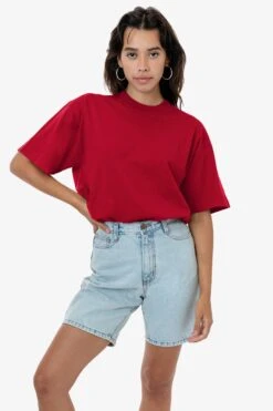 The 1801 - 6.5oz Garment Dye Crew Neck T-Shirt (Colors 1 Of 3) -Builtd Store 1801GD DARKRED W 2023ColorGrid