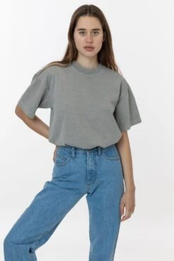 The 1801 - 6.5oz Garment Dye Crew Neck T-Shirt (Pigment Dye) -Builtd Store 1801GD DARKSILVER W 2023ColorGrid