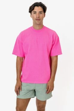 The 1801 - 6.5oz Garment Dye Crew Neck T-Shirt (Neon) -Builtd Store 1801GD NEONPINK M 2023ColorGrid