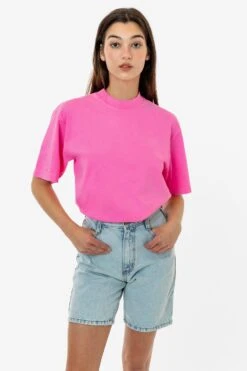 The 1801 - 6.5oz Garment Dye Crew Neck T-Shirt (Neon) -Builtd Store 1801GD NEONPINK W 2023ColorGrid