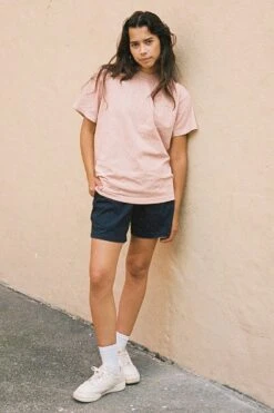 The 1801 - 6.5oz Garment Dye Crew Neck T-Shirt (Pigment Dye) -Builtd Store 1801GD Rose Quartz Web Crop