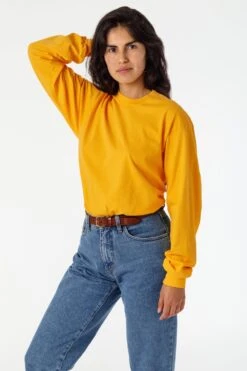 1807GD Unisex - 6.5oz Long Sleeve Garment Dye Crew Neck T-Shirt -Builtd Store 1807 gold small sofia