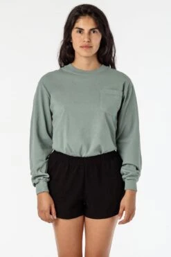 1810GD Unisex - Long Sleeve Garment Dye Pocket T-Shirt -Builtd Store 1810GD atlanticgreen crop2 sofia