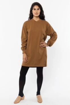 1837GD - Long Sleeve Garment Dye Mockneck Dress 38 1837GD - Long Sleeve Garment Dye Mockneck Dress -Builtd Store 1837GD Brass