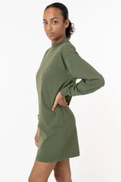 1837GD - Long Sleeve Garment Dye Mockneck Dress 32 1837GD - Long Sleeve Garment Dye Mockneck Dress -Builtd Store 1837green1