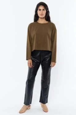 1839GD - Long Sleeve Garment Dye Cropped T-Shirt -Builtd Store 1839GD DarkOlive