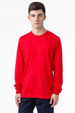 20007 - Fine Jersey Long Sleeve Crew Neck T-Shirt -Builtd Store 20007REDmodel
