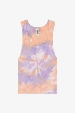 21308TD - Tie Dye 2x1 Crop Tank -Builtd Store 21308 creamsiclelavswirl