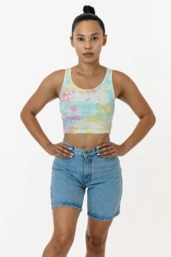 21308TD - Tie Dye 2x1 Crop Tank -Builtd Store 21308 td jenny 2S