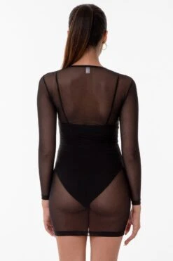 RNS310 - Micro Mesh Long Sleeve Mini Dress -Builtd Store 2X
