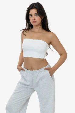 3393GD - 2x1 Lettuce Cropped Tube Top -Builtd Store 3393GD WHITEs