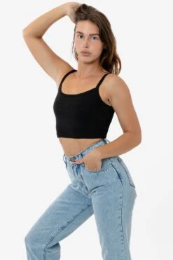 43016 - Baby Rib Spaghetti Crop Tank -Builtd Store 43016 blacl s