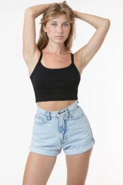 43016 - Baby Rib Spaghetti Crop Tank -Builtd Store 43016 brittany black