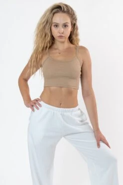 43016 - Baby Rib Spaghetti Crop Tank -Builtd Store 43016 hazelnut