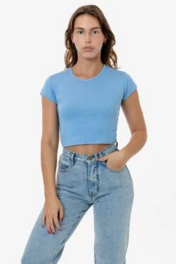 43035 - Cap Sleeve Baby Rib Crop Top -Builtd Store 43035 BABYBLUE s