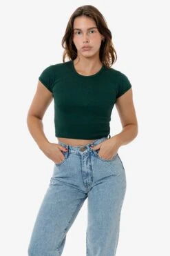 43035 - Cap Sleeve Baby Rib Crop Top -Builtd Store 43035 FOREST s