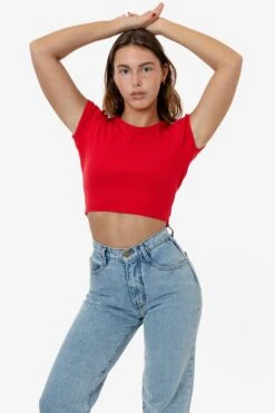 43035 - Cap Sleeve Baby Rib Crop Top -Builtd Store 43035 RED S