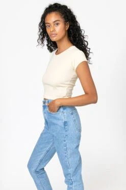 43035 - Cap Sleeve Baby Rib Crop Top -Builtd Store 43035 CREME 1 F F