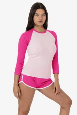 43053 - Baby Rib Long Sleeve Raglan -Builtd Store 43053 LPINK FUCHSIA