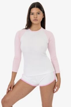 43053 - Baby Rib Long Sleeve Raglan -Builtd Store 43053 WHITE BABYPINK 1