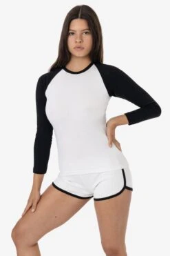 43053 - Baby Rib Long Sleeve Raglan -Builtd Store 43053 WHITE BLACK 1