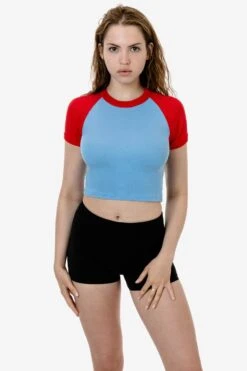 43077 - Baby Rib Short Sleeve Cropped Raglan 19 43077 - Baby Rib Short Sleeve Cropped Raglan -Builtd Store 43077 BABYBLUERED 1 1