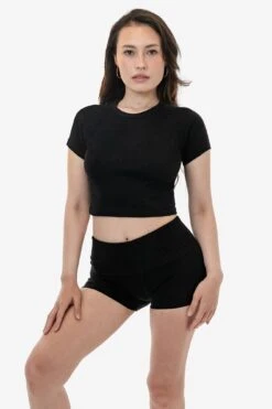 43077 - Baby Rib Short Sleeve Cropped Raglan 29 43077 - Baby Rib Short Sleeve Cropped Raglan -Builtd Store 43077 BLACK BLACKs