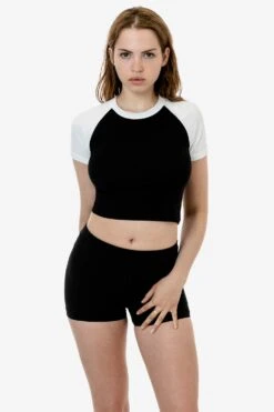 43077 - Baby Rib Short Sleeve Cropped Raglan 22 43077 - Baby Rib Short Sleeve Cropped Raglan -Builtd Store 43077 BLACKWHITE 1 1