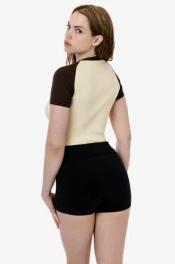 43077 - Baby Rib Short Sleeve Cropped Raglan 26 43077 - Baby Rib Short Sleeve Cropped Raglan -Builtd Store 43077 CREMEBROWN 1 1