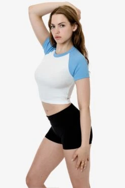 43077 - Baby Rib Short Sleeve Cropped Raglan 18 43077 - Baby Rib Short Sleeve Cropped Raglan -Builtd Store 43077 WHITEBABYBLUE 1 1