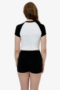 43077 - Baby Rib Short Sleeve Cropped Raglan 25 43077 - Baby Rib Short Sleeve Cropped Raglan -Builtd Store 43077 WHITEBLACK 3 1