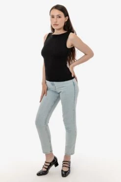 43045 - Baby Rib Sleeveless Boatneck Top -Builtd Store 43080 BLACK 4s