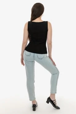 43045 - Baby Rib Sleeveless Boatneck Top -Builtd Store 43080 BLACK 6s