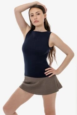 43045 - Baby Rib Sleeveless Boatneck Top -Builtd Store 43080 NAVY 2s