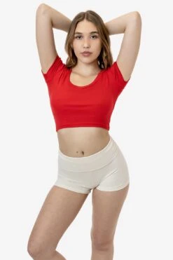 43080 - Baby Rib Scoopneck Crop Top -Builtd Store 43080 RED 1s