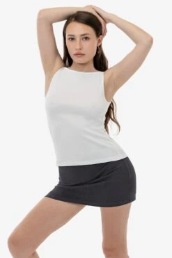 43045 - Baby Rib Sleeveless Boatneck Top -Builtd Store 43080 WHITE 3s