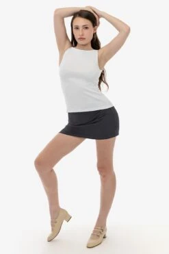 43045 - Baby Rib Sleeveless Boatneck Top -Builtd Store 43080 WHITE 6s