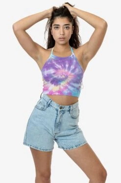 43091TD - Tie Dye Baby Rib Halter Top -Builtd Store 43091 3S