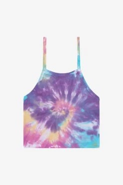 43091TD - Tie Dye Baby Rib Halter Top -Builtd Store 43091 tulipswirltd