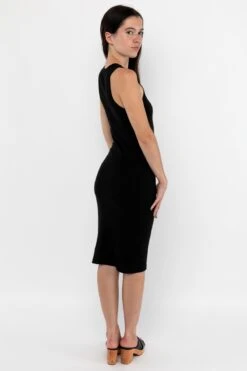 43240GD - Manantial Baby Rib Midi Dress -Builtd Store 43240GD Black2